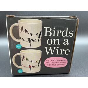 NEW NIB Birds On A Wire Color Changing Heat Reveal Coffee Mug Novelty Audubon